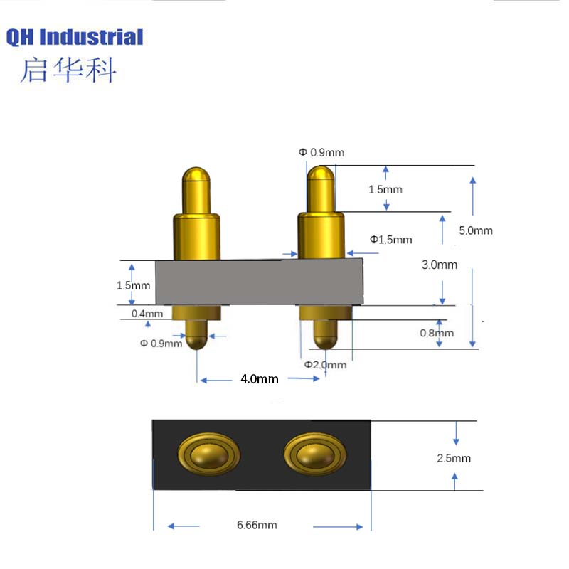 2Pin 4.0mm Pitch 1.5mm height Smart Device Magnetic spring loaded pin Usb Connector Magnetic spring loaded pin To Usb