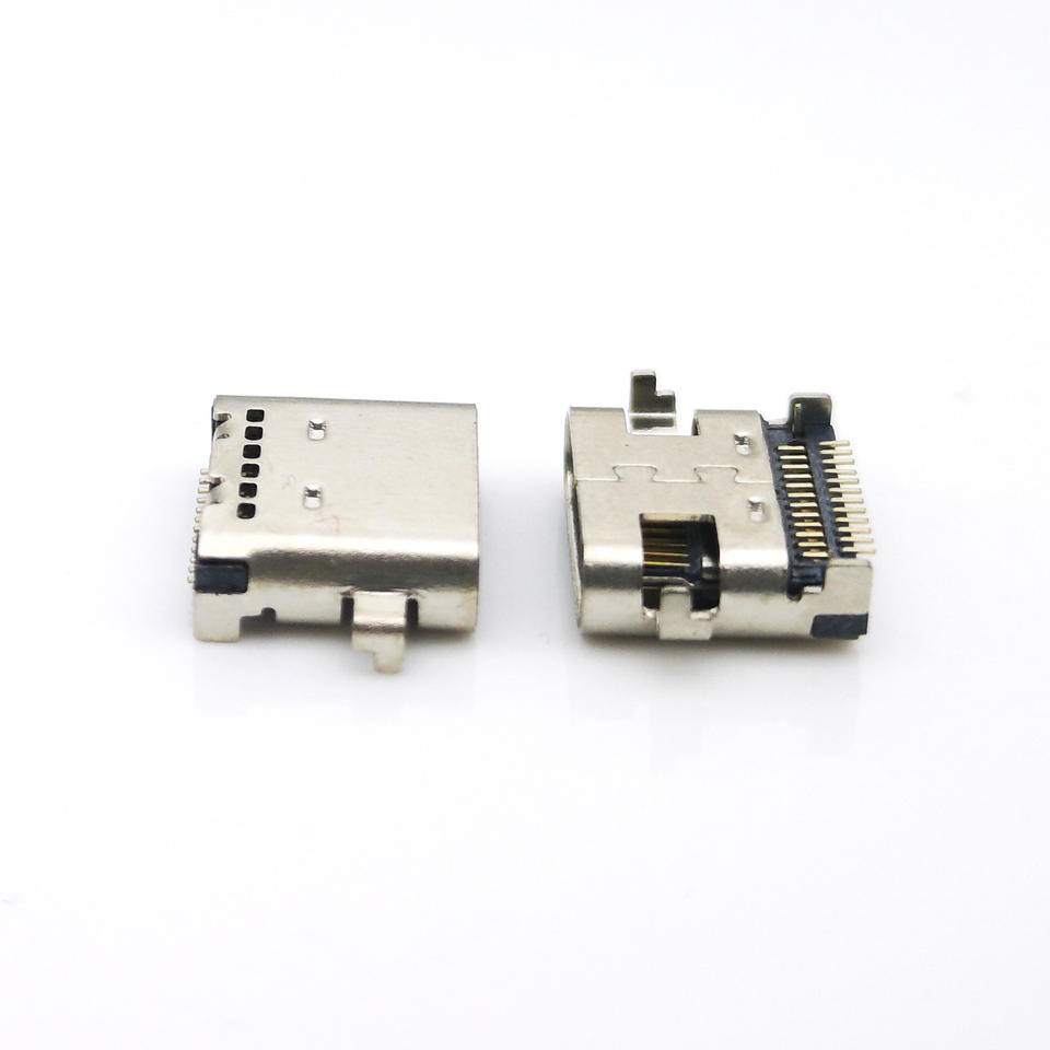 USB-31S-F-04B 3.5A Current 24P USB 3.1 Type-C Female Receptacle Socket Right Angle PCB SMT Dual Row Tab Type C Female
