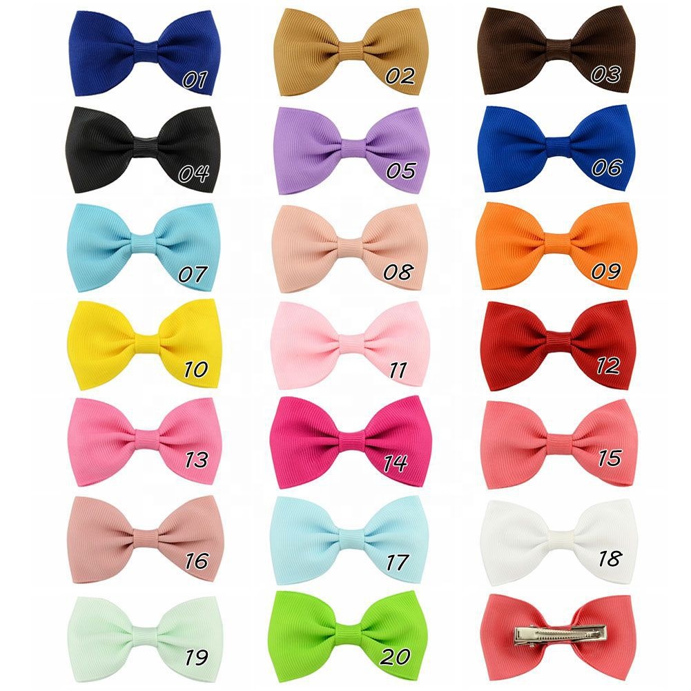 20 Colors Grosgrain Ribbon Hair Bows Headbands Baby Alligator Bow Clips 2.75 Inch