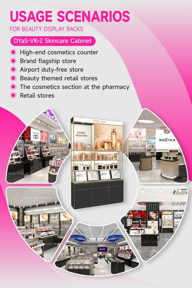 DYaS-VK-2 Skincare Display Cabinet with 60mm Light Box and Hidden LED Strips