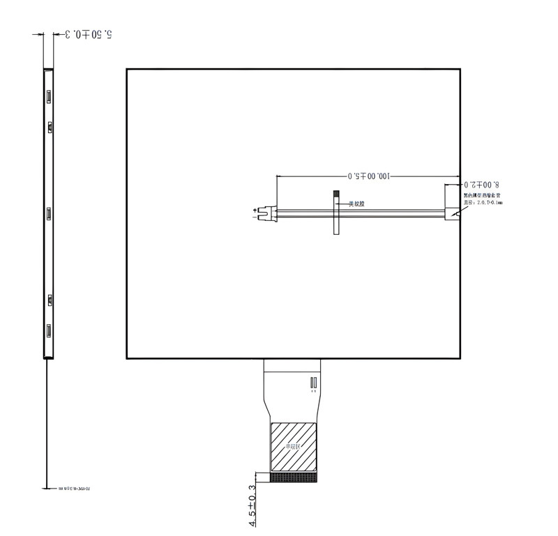 Hard Coating 8inch Industrial TFT Display 800x600 Dots 24-Bit RGB 50 Pins