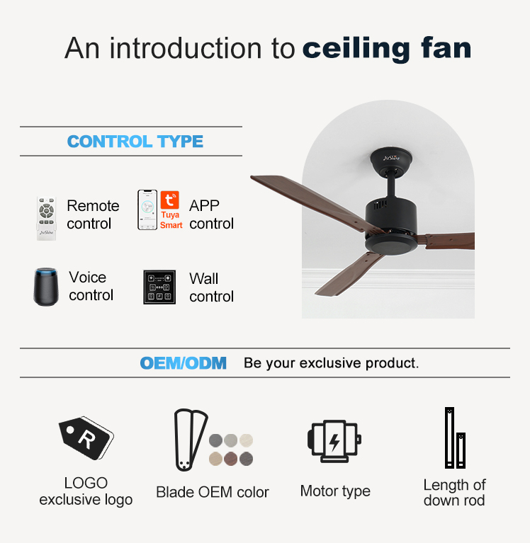 App-Controlled 50" Iron Ceiling Fan with High Volume Air Flow and Remote Control