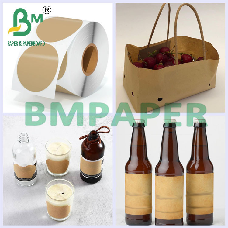 80g Brown Wet Strength Kraft Paper Roll For Frozen Food Packaging Label