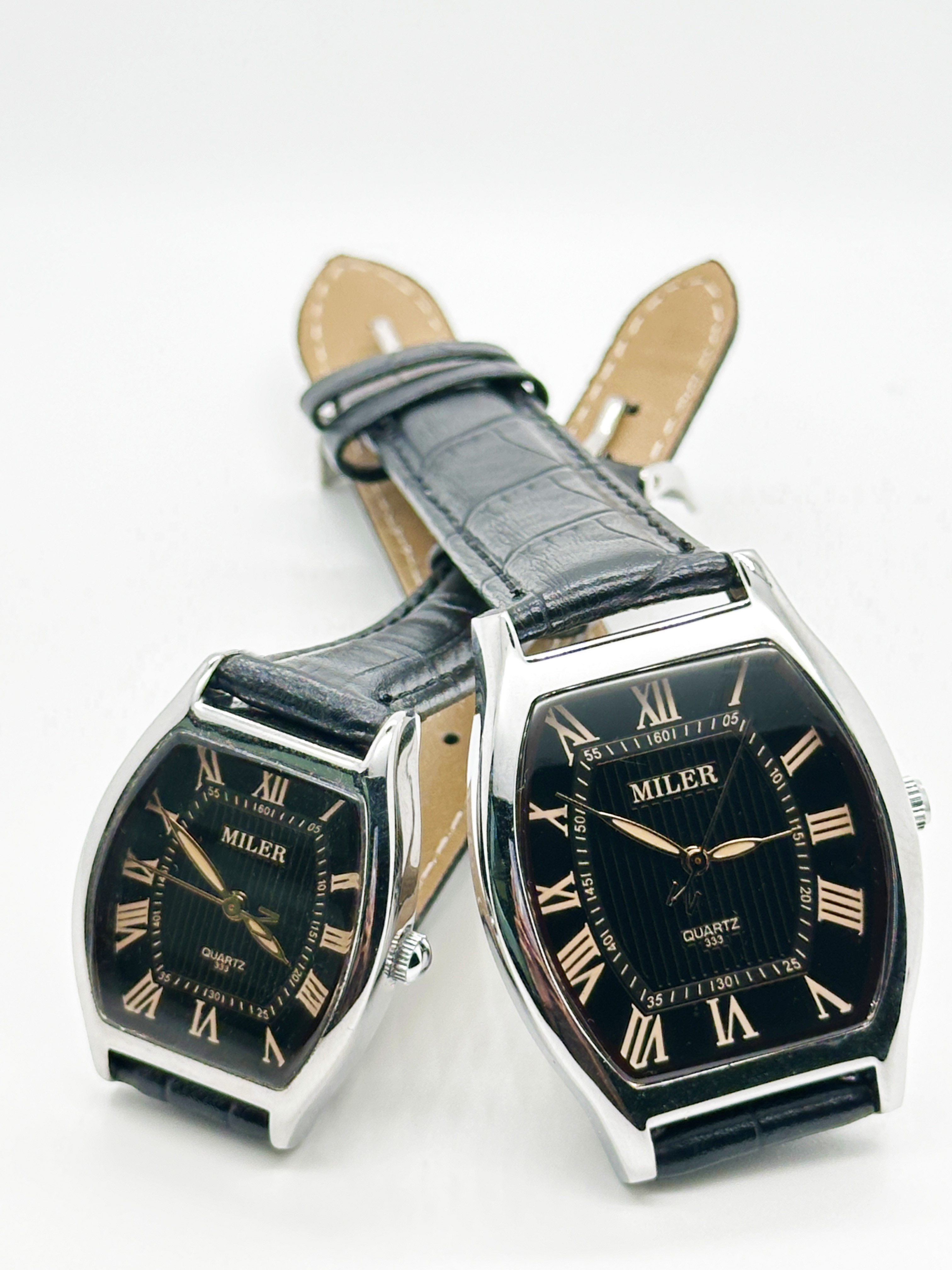 Stainless Steel Oval Dial Luminous Couple Wrist Watch 30m Water Resistant