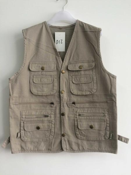 vest, waistcoat, mens vest 012 in 100% cotton fabric, fishing vest, beige color,