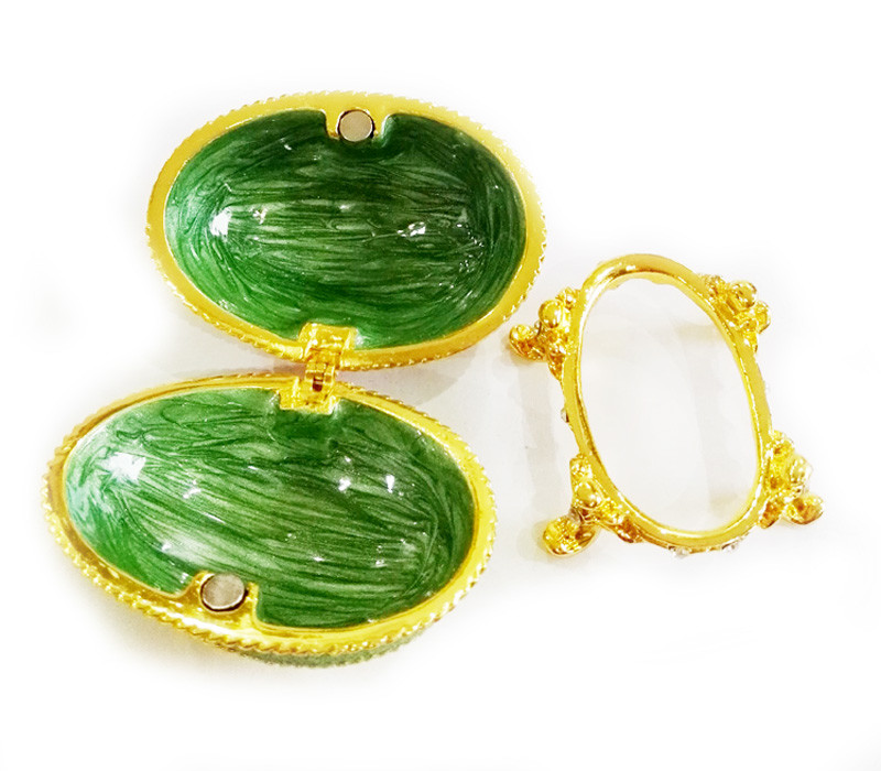 Crystal Easter Faberge Egg Jewelry Box Earrings Russian Trinkets Case Easter Gifts Collectible Figurines Creative Gifts