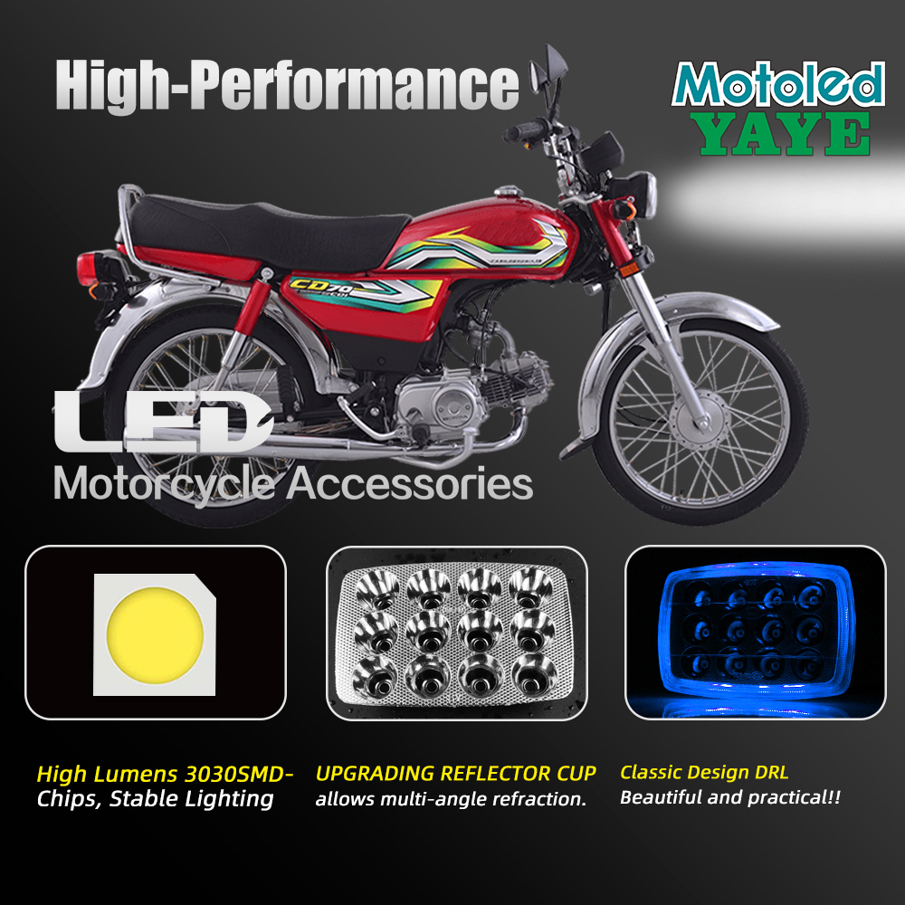 CD70 CG125 Motorcycle LED Headlight High Thermal Conductivity Aluminum Housing 12 Lamp