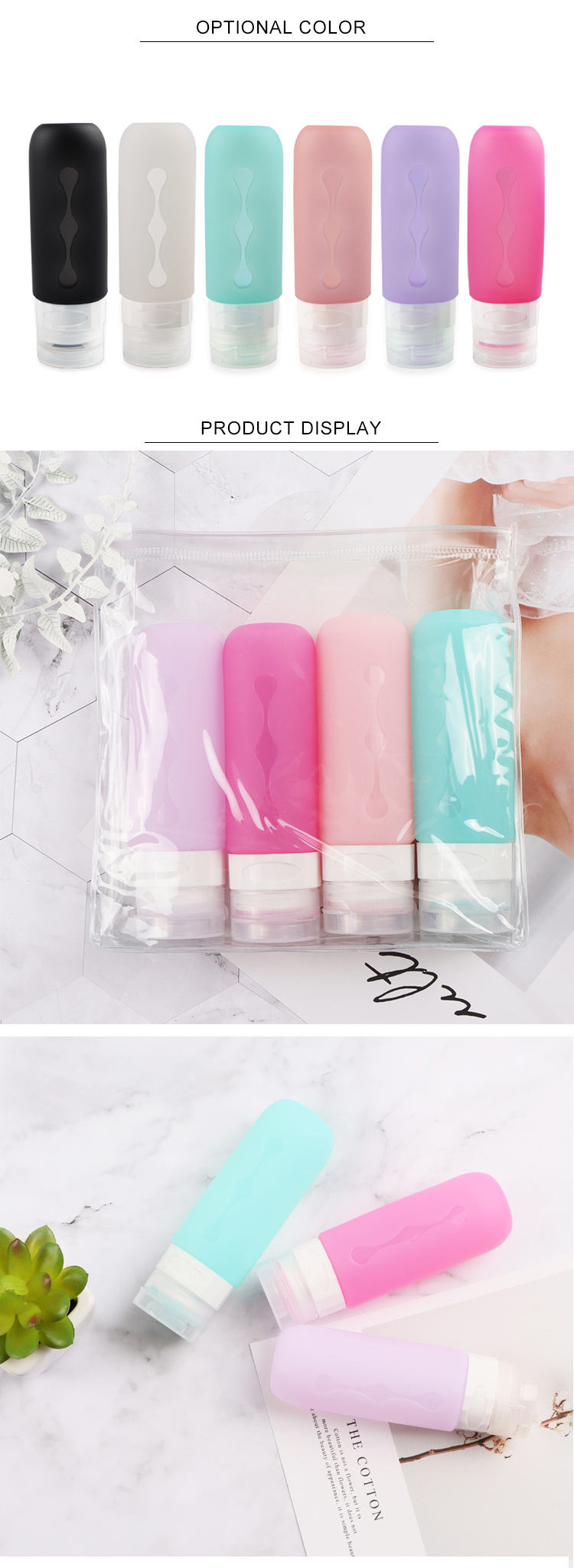 Refillable Leak Proof Silicone Travel Bottles For Shampoo Conditioner