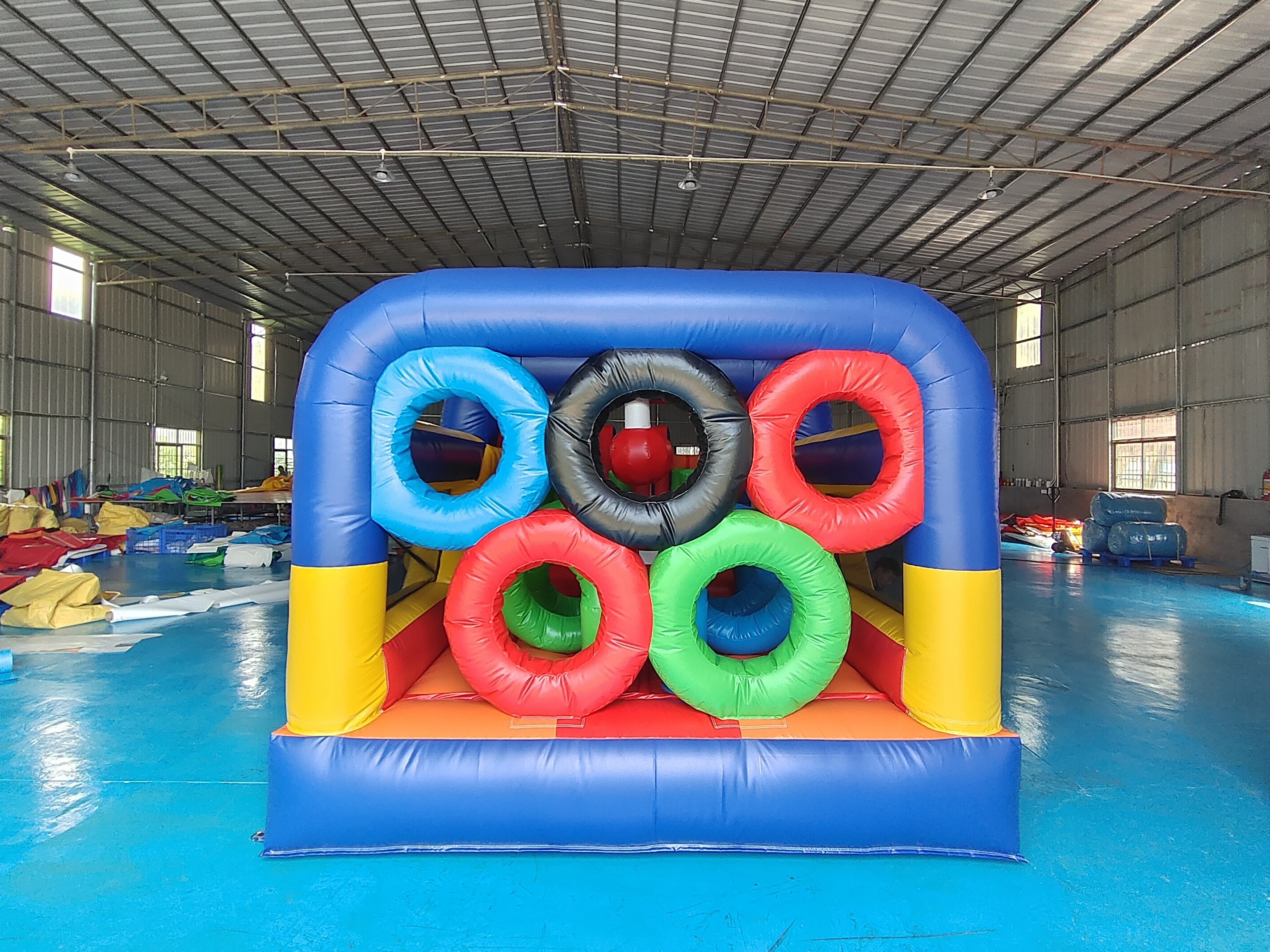 Commercial Grade PVC Tarpaulin Giant Inflatable Obstacle Courses Inflatable Fun City For Outdoor