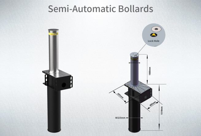 Anti Crash Reliable Security Driveway Bollards Metal Parking Bollards