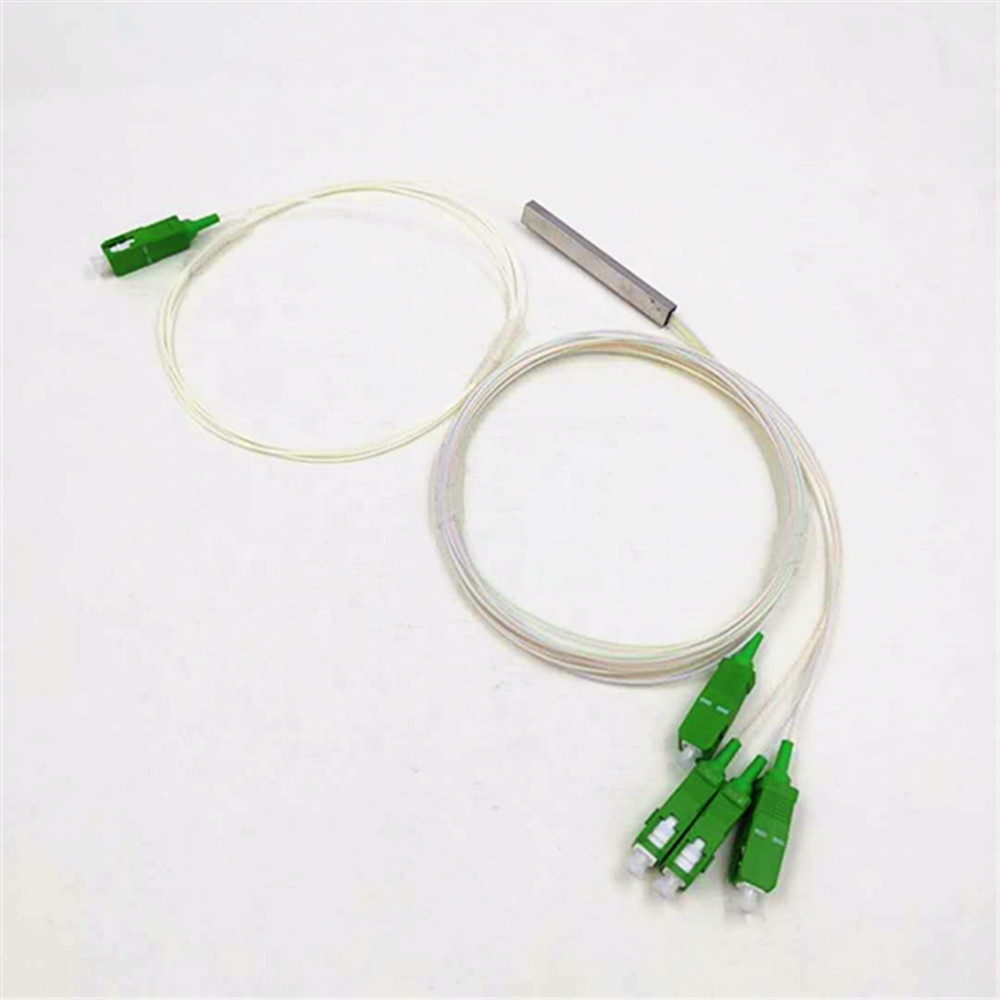 Factory direct mini model 1X4 steel tube with SC / APC connector optical splitter