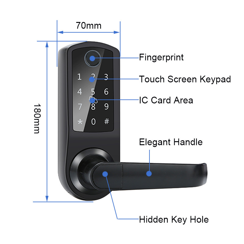 Home 30mm Electronic Keyless Door Locks 4xAA Electronic Security Door Locks