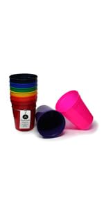 16oz reusable plastic stadium cups for parties or home.  Assorted colors.  Other colors available.
