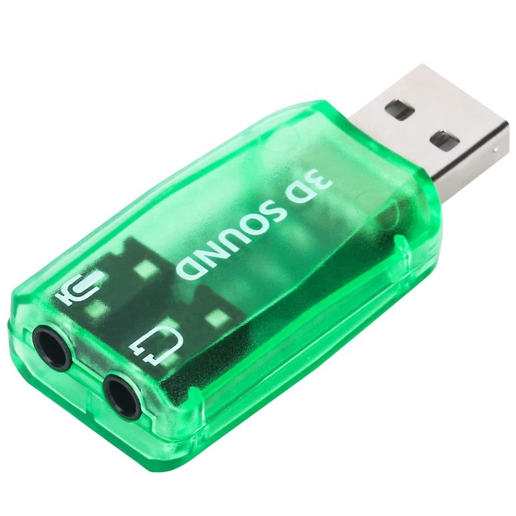 Plug and Play 5.1 External 3D Mic Stereo Studio Audio USB Interface Sound Card Adapter with 3.5mm Headphone
