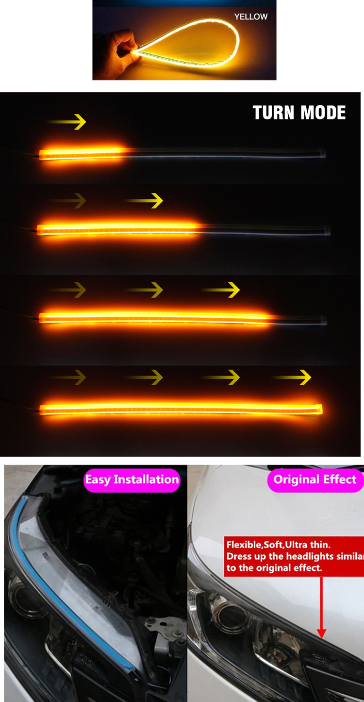 30cm 45cm 60cm Drl Led Daytime Running Light Car Neon EL Wire Ambient