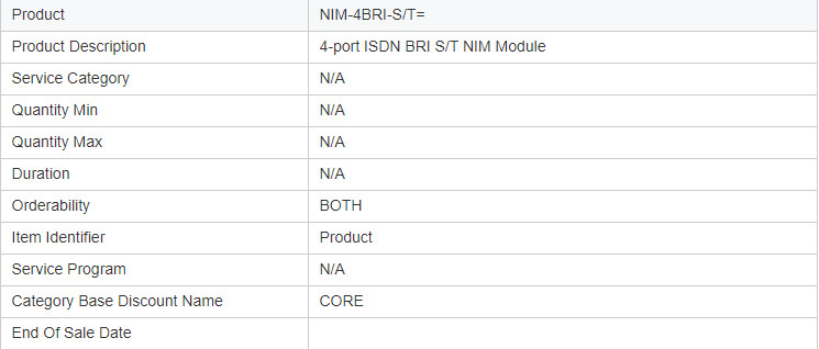 CISCO New in Box NIM-4BRI-S/T 4-Port and Network Interface for S/T NIM Module