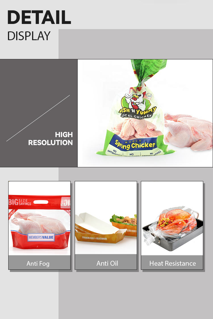 Take Out Food Transparent Roast Chicken Packaging Heat Resistance nylon pouch with zipper