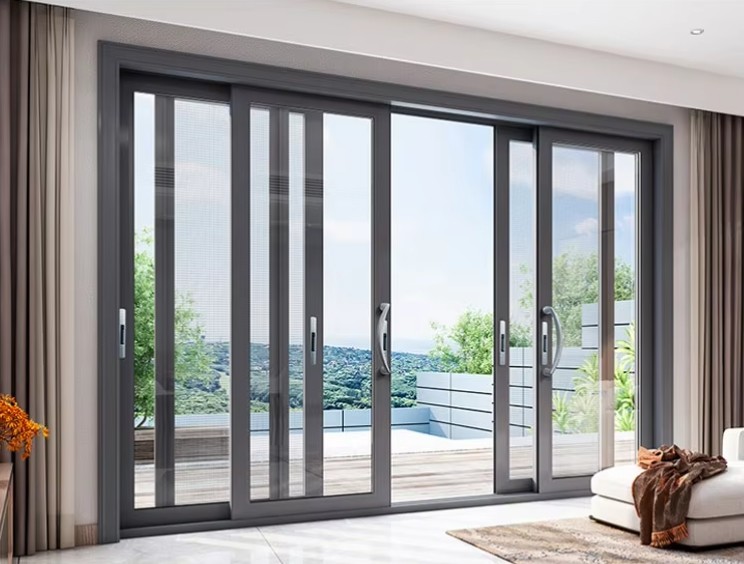 Hurricane Proof Slim Glass Window Soundproof Aluminium Alloy Profiles Glass Sliding Patio Door