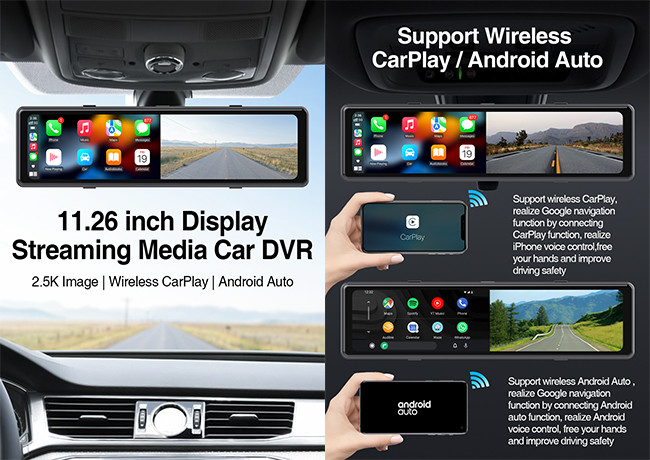 4k Car Dash Cam Front And Rear 2560*1440P Rear View Mirror Cam 3 Cameras