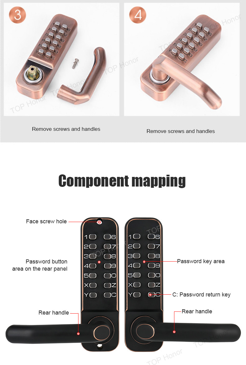 Courtyard Gate Mechanical Code Smart Sliding Door Lock Security With Single Latch Mortise