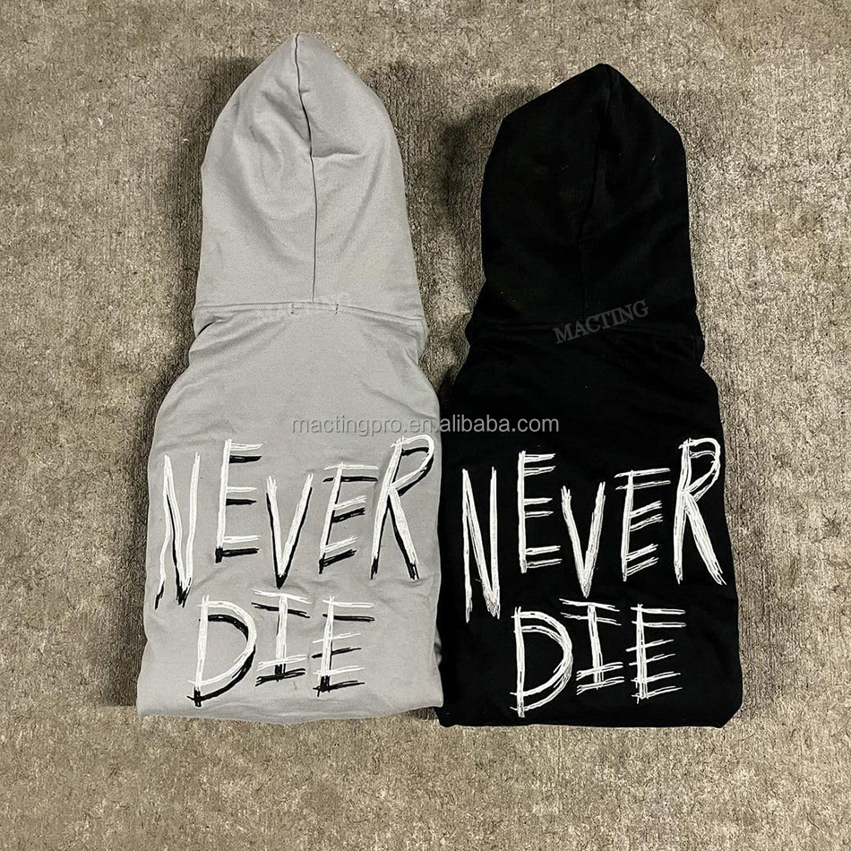 500 gsm Heavyweight Cotton Double Hoods Printed Custom Hoodies Full Face Zip Up for Men
