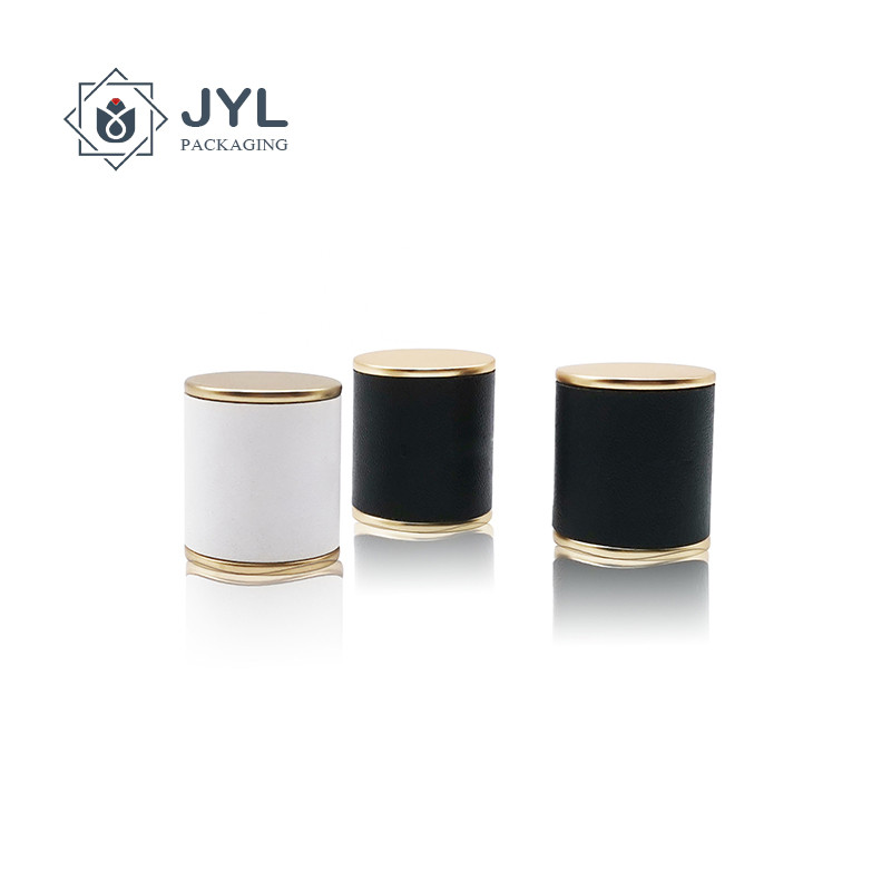 OEM Luxury Zamac Parfum Cap With Leather and text For Europe Parfum Brands