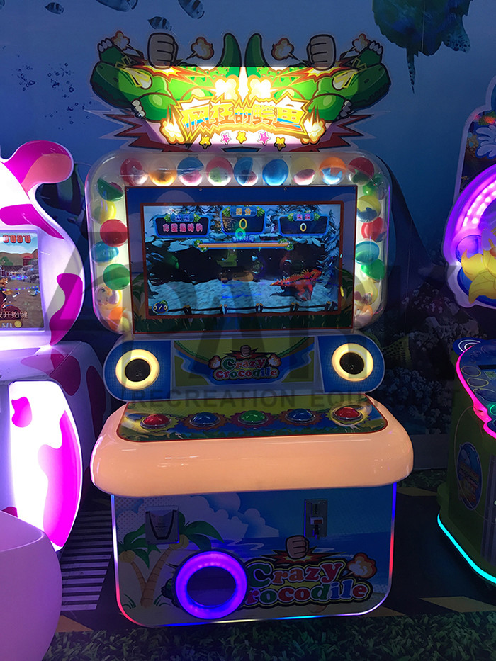 Lights Button Hitting Simulator Lottery Game Machine , Crazy Crocodile Music Hit Amusement Arcade Machines