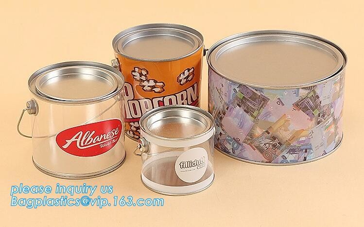 100ml pet clear plastic can,fruit candy tin container jars with aluminum lid,1 gallon clear paint can size bagease pack