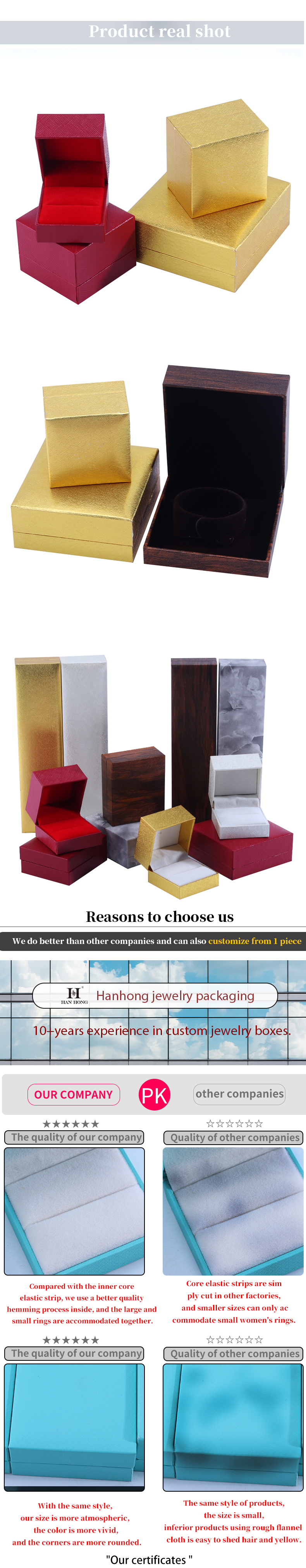 Jewelry Boxes Material Paper Velvet Newest Style for Earrings Necklaces and Rings