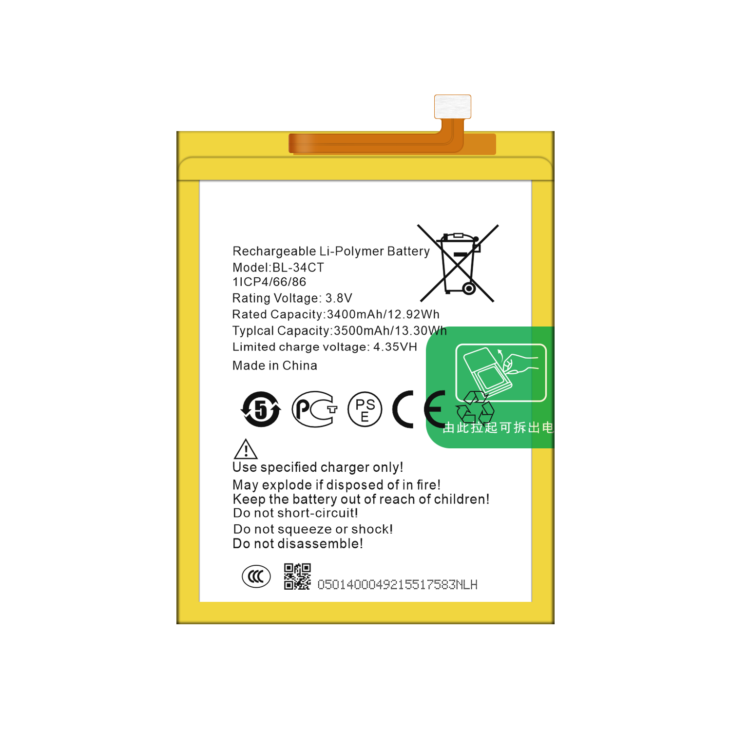 3500mAh KB8 BL-34CT Battery for Tecno Spark 3 Pro High Longevity and Compatibility