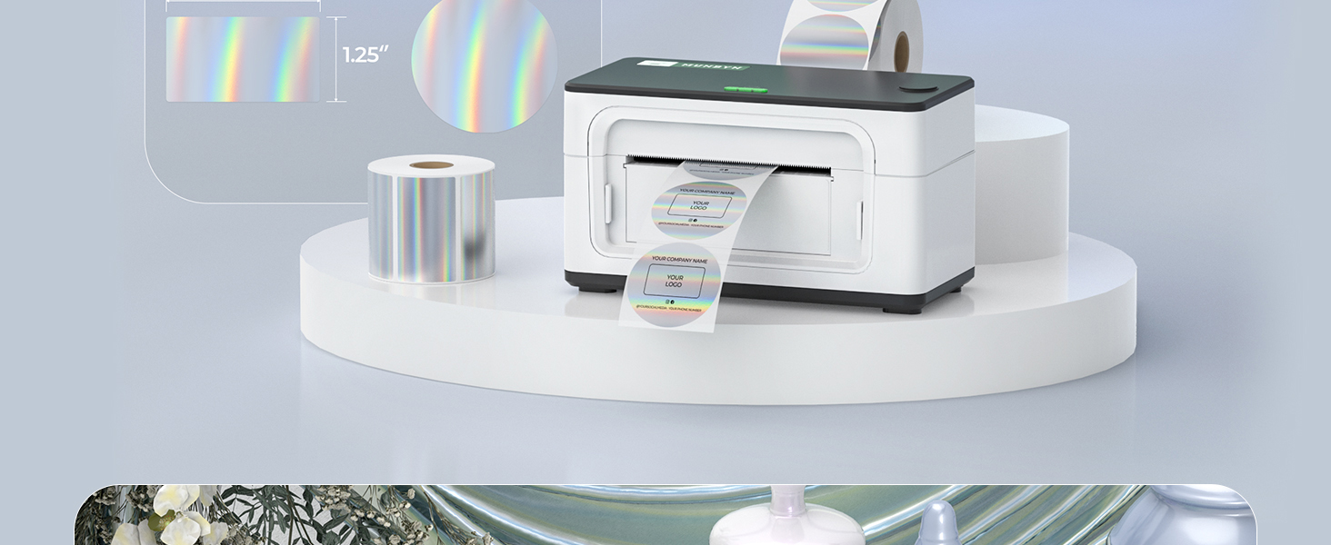 MUNBYN Holographic Silver Thermal Sticker Labels