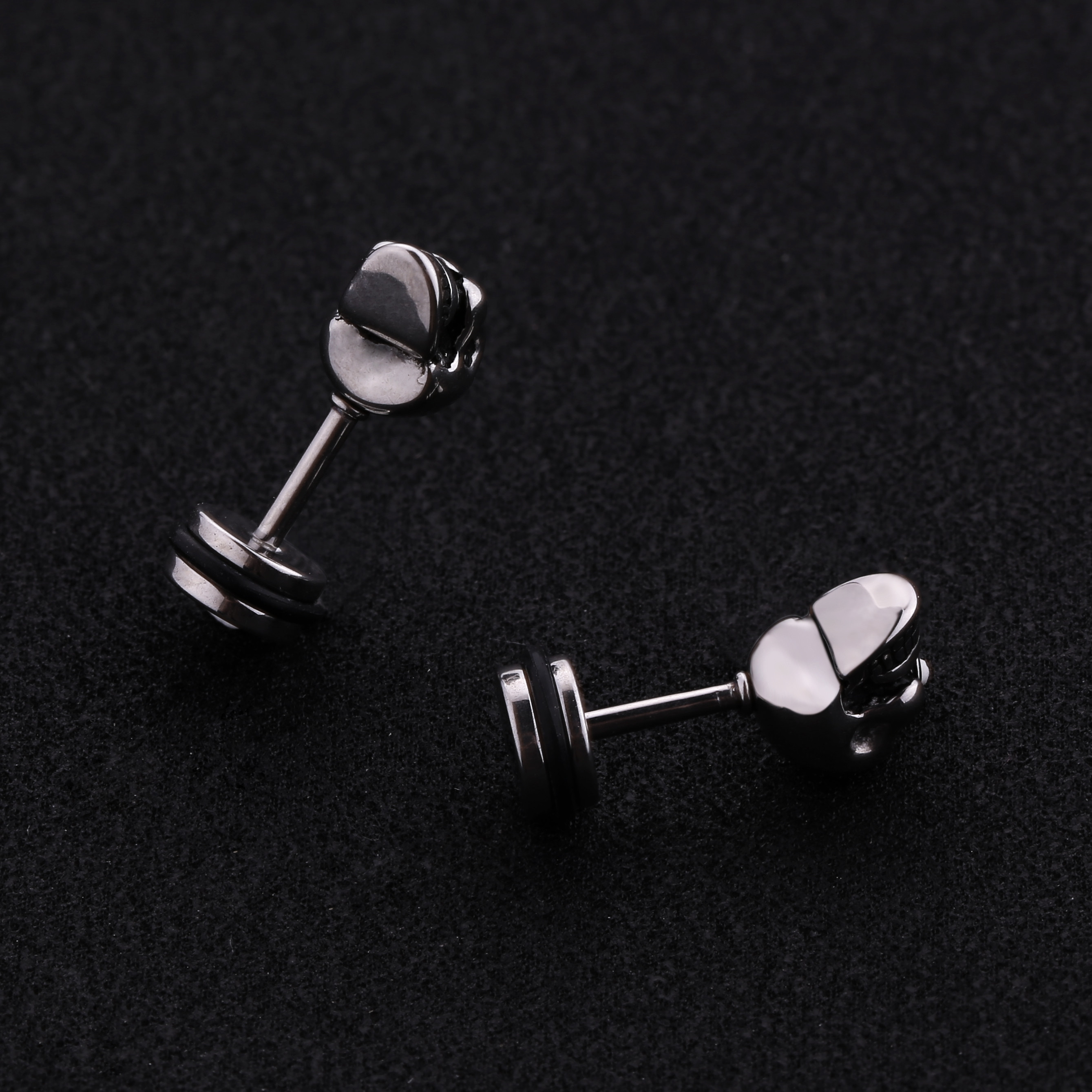 Fashion punk style Halloween skull head stud earrings stainless steel plating men's jewelry earrings
