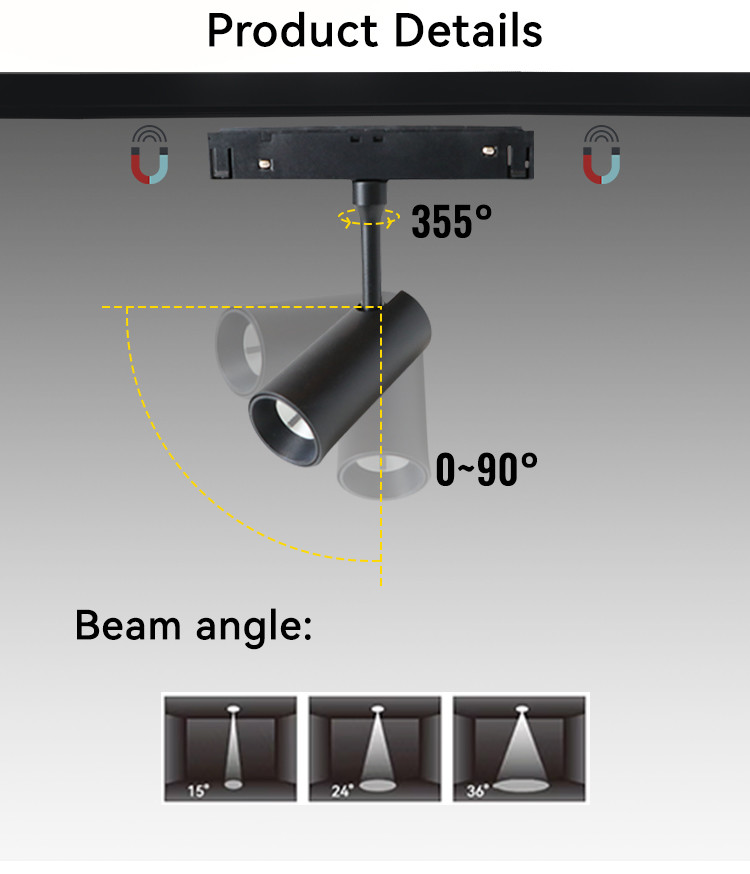2700K-6500K Intelligent Control Magnetic Track Light 24V DC 7W Magnetic Track Lamp