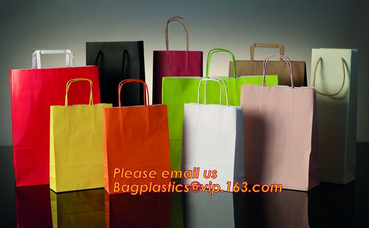 Gold foil stamp matt laminated black handle rope hair extension packaging bag red paper bag,Handle Brown Kraft Gift Pape
