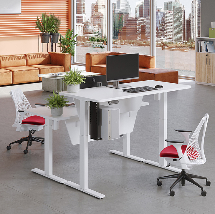 Custom Wooden White Automatic Elevating Desk The Perfect Addition to Your Home Office