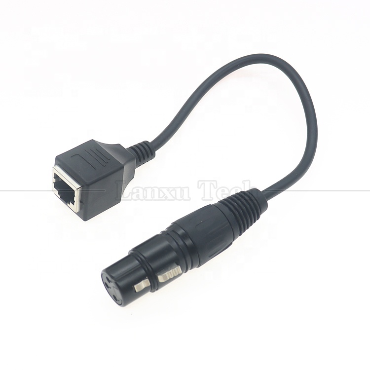 XLR 3 Pin Poles Male Female to RJ45 Female Cat5 Network Ethernet Adapter Cable for Led Audio DMX CON Controller
