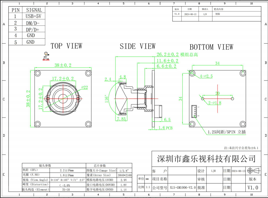 High-Performance 1/2.8”inch CMOS Sensor Sinoseen USB Camera Module for Professional-Grade Imaging