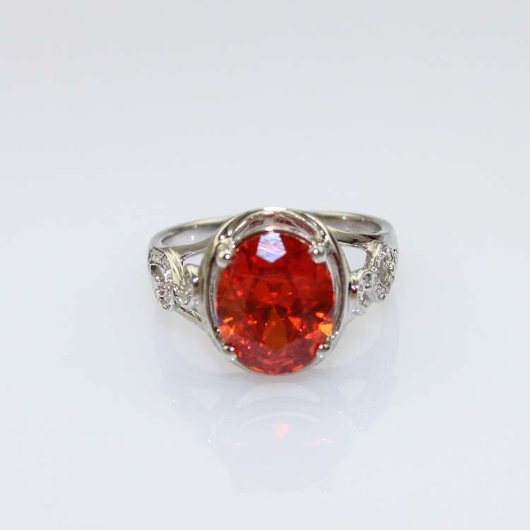 Created Oval Ruby CZ Diamonds Sterling Silver Women Ring (R122)