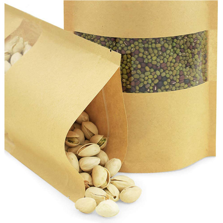 1oz 3.5×5.5inches Kraft Paper k Bag With Window Compostable