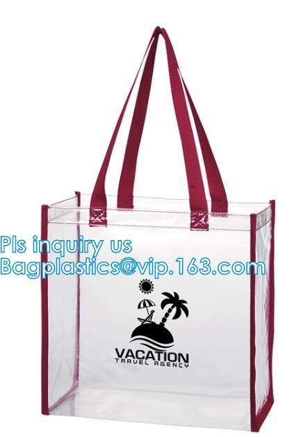 Promo PVC Plastic Shopping Handle Bag, Handling clear pvc blanket bags, handle reusable clear vinyl pvc cosmetic bags fo