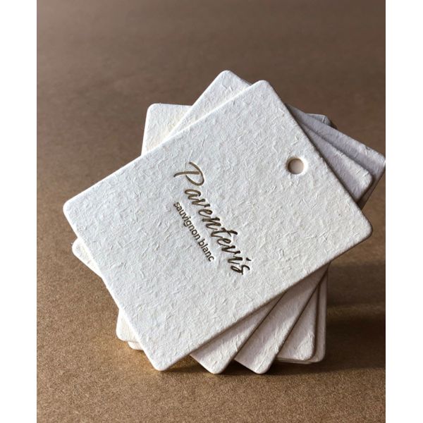 Gelebor ISO9001 Clothing Tag Label Embossing Clothes Hang Tag Ivory White