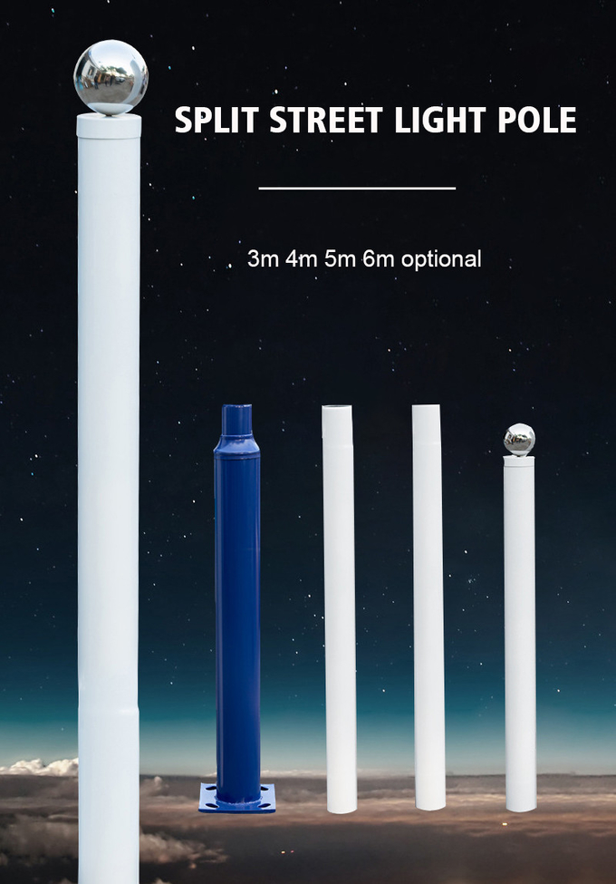 2m 2.5m 3m Light Pole Modern Lamp Post Galvanized Steel Split Type