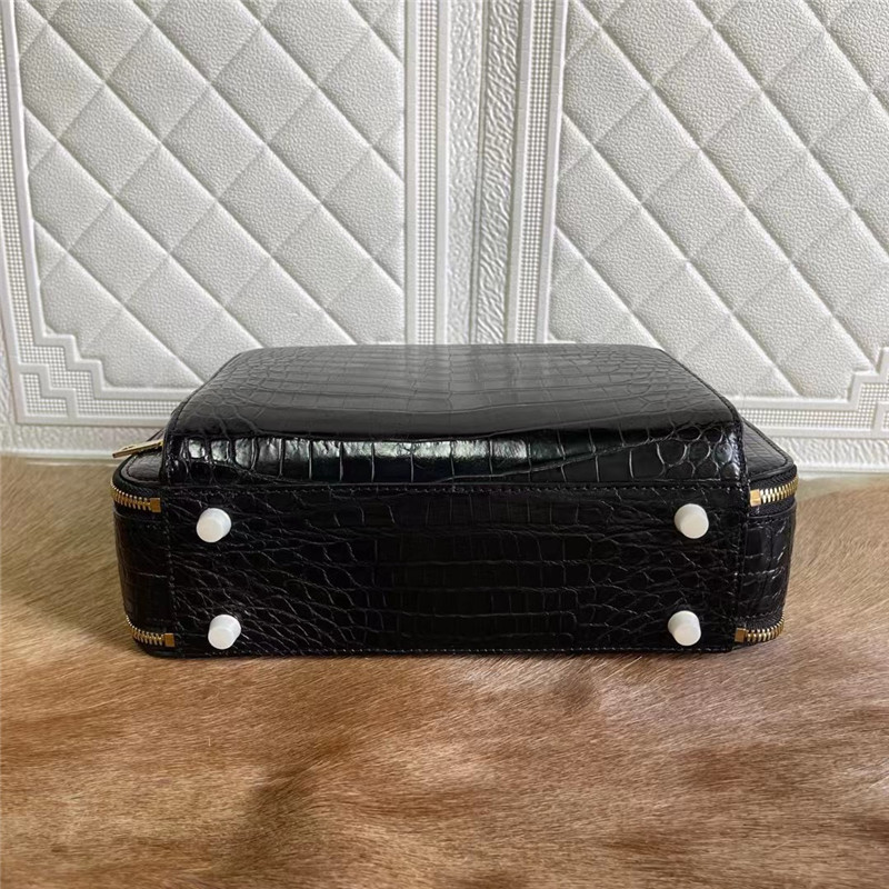 Exotic Crocodile Belly Skin Businessmen Small Briefcase ZIP Working Purse Genuine Real Alligator Leather Male Handbag