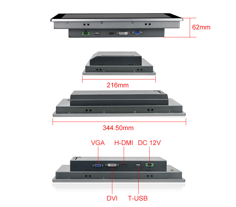 1920 X 1080 13.3 Inch Capacitive Resistive Touch Monitor DC 12V