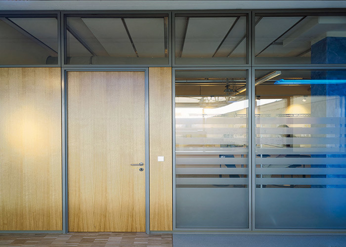 Black Framed Glass Partition Wall With Melamine Door Glass Door 108mm Frame 5+5mm Glass Double Glass Easy Assemble