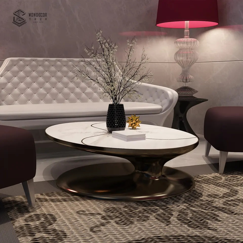 Living Room Top Marble Art Table Furniture Stainless Steel
