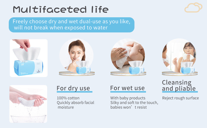Pure Cotton Face Towels Daily Life Cleaning Dry Wipes Disposable