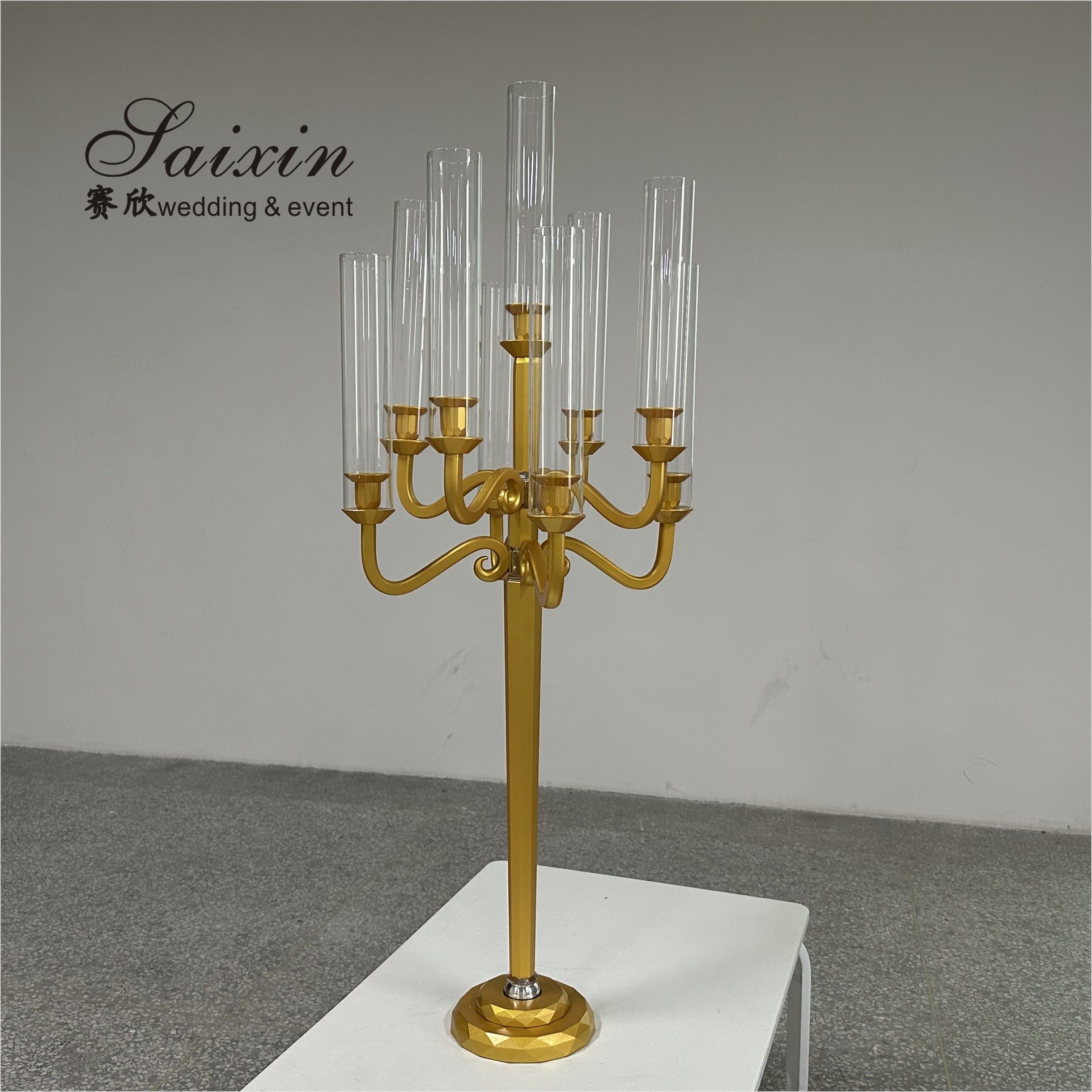 ZT-271B Wedding Party Tall Black 9 Arms Candlestick Holders For Wedding Table Centerpiece