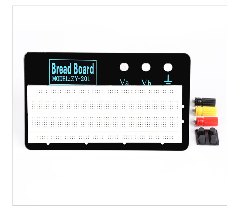 White ZY-W1201 830 Tie-points Solderless Prototype Breadboard with Metal Plate