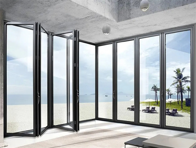 Aluminium Bi-fold Patio Folding Glass Doors Outswing Can Be Upgraded To Triplex Glass
